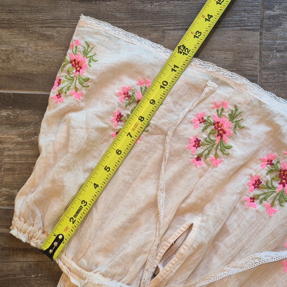 XS/S Free People Golden Hour Lace Detail Embroidered Floral Top in Peach Combo - Picture 4 of 10